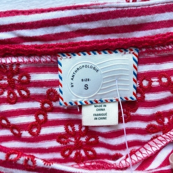 Anthropologie Postmark red embroidered eyelet tee shirt NWT - Picture 8 of 13